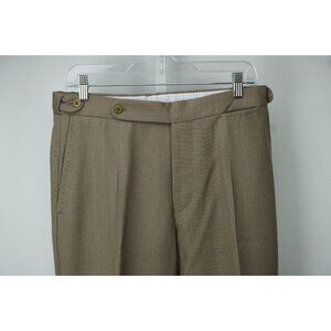 Luigi Borrelli Brown Woven Waist Adjuster Wool Pants Sz 48 NEW